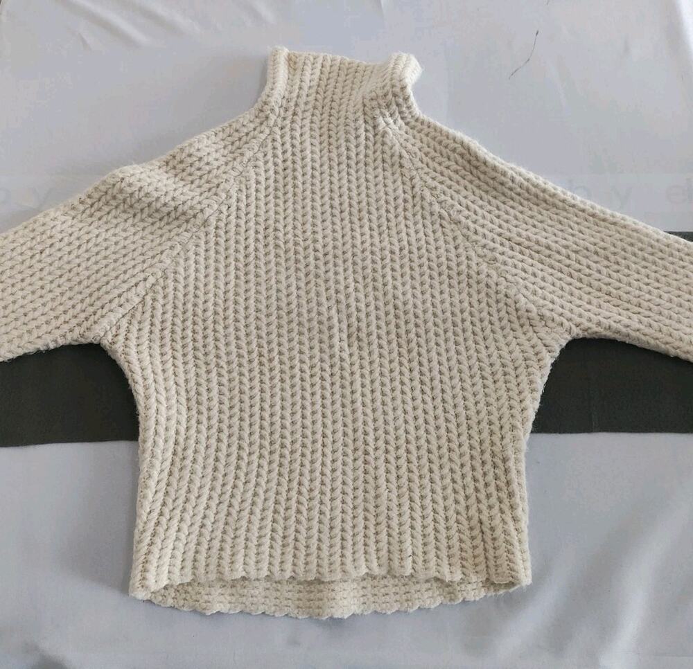 Blue B Chunky Knit Women's Sweater Turtleneck Cream Beige Sz S/M